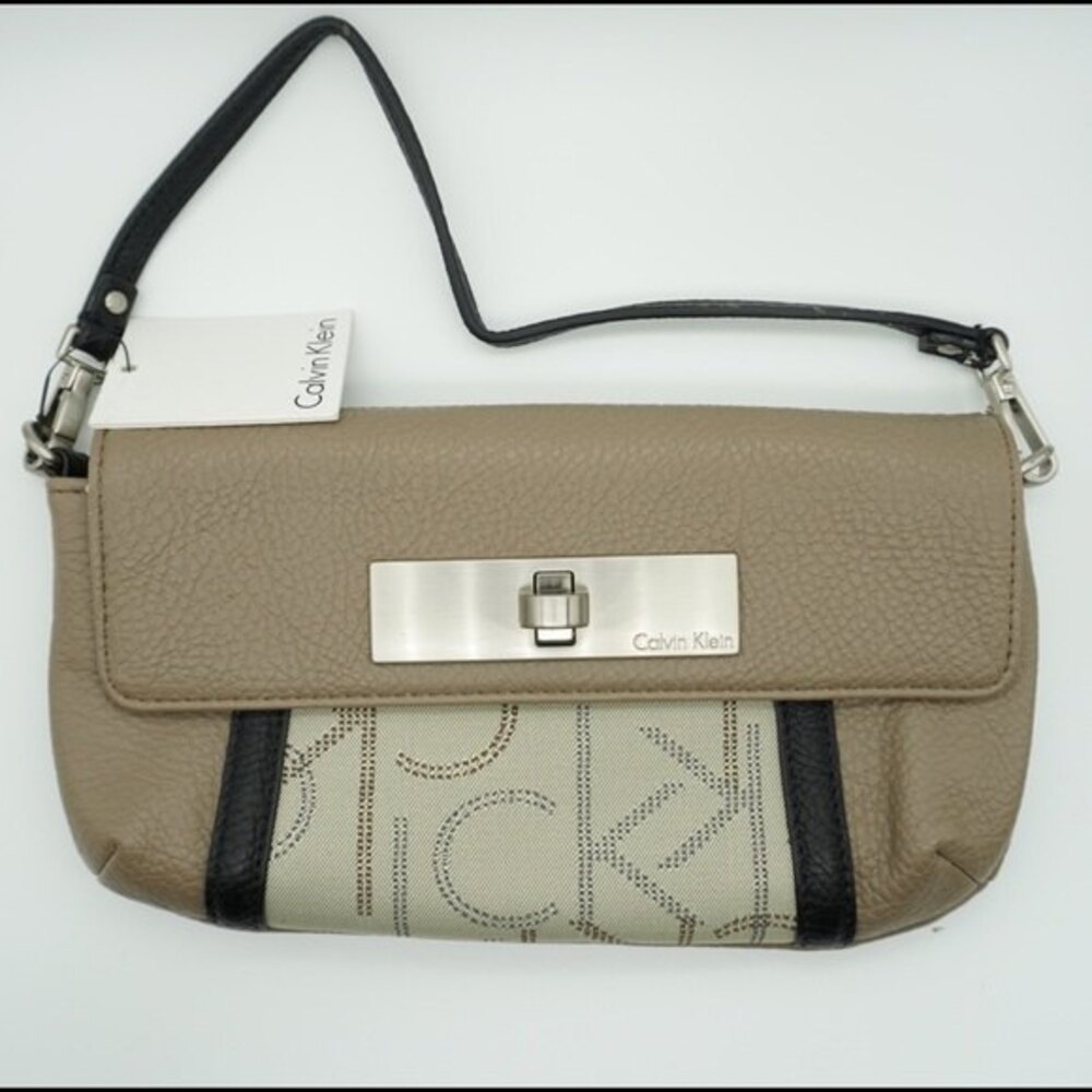 Calvin Klein Small Purse Clutch Tan Mauve NWT FLAWS